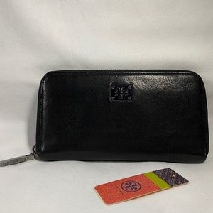 Tory Burch washed leather zip continental wallet